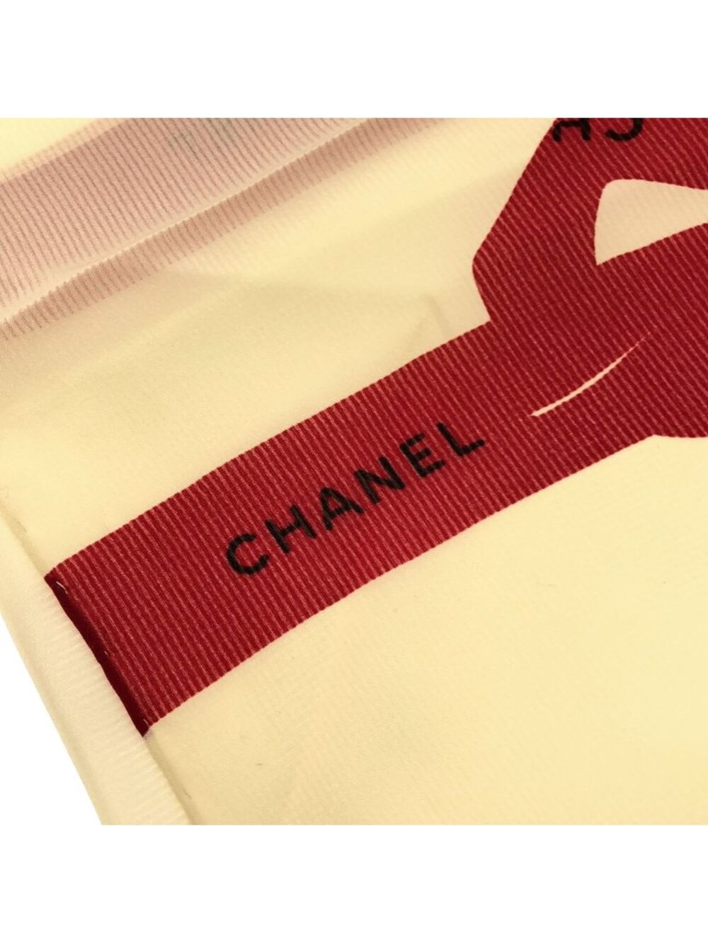 Chanel Ribbon Scarf Ivory Red - Picture 3 of 3